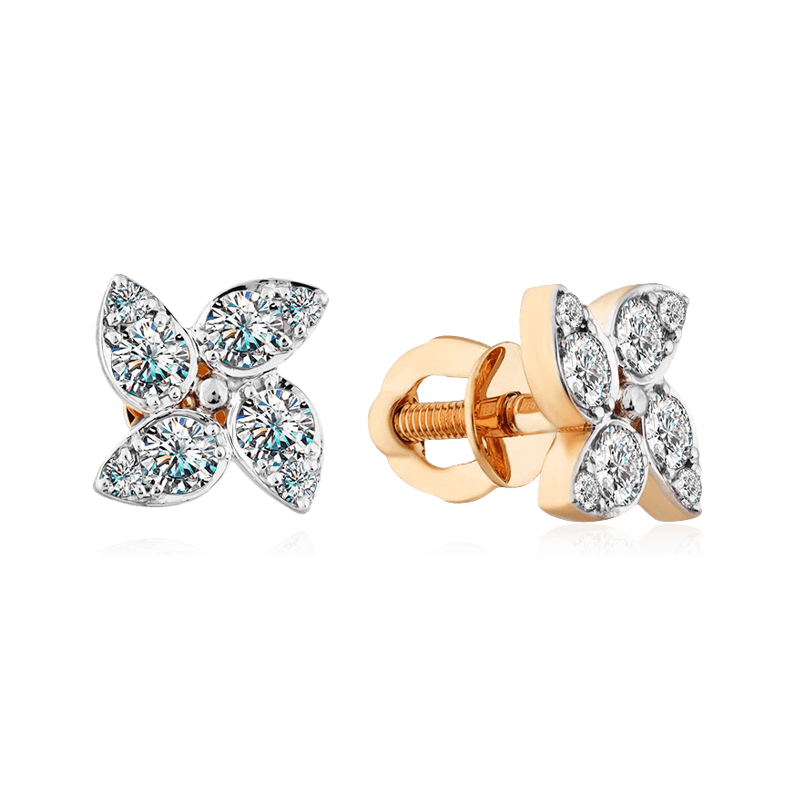 Серьги с бриллиантами из красного золота 585 пробы (арт. 88230)