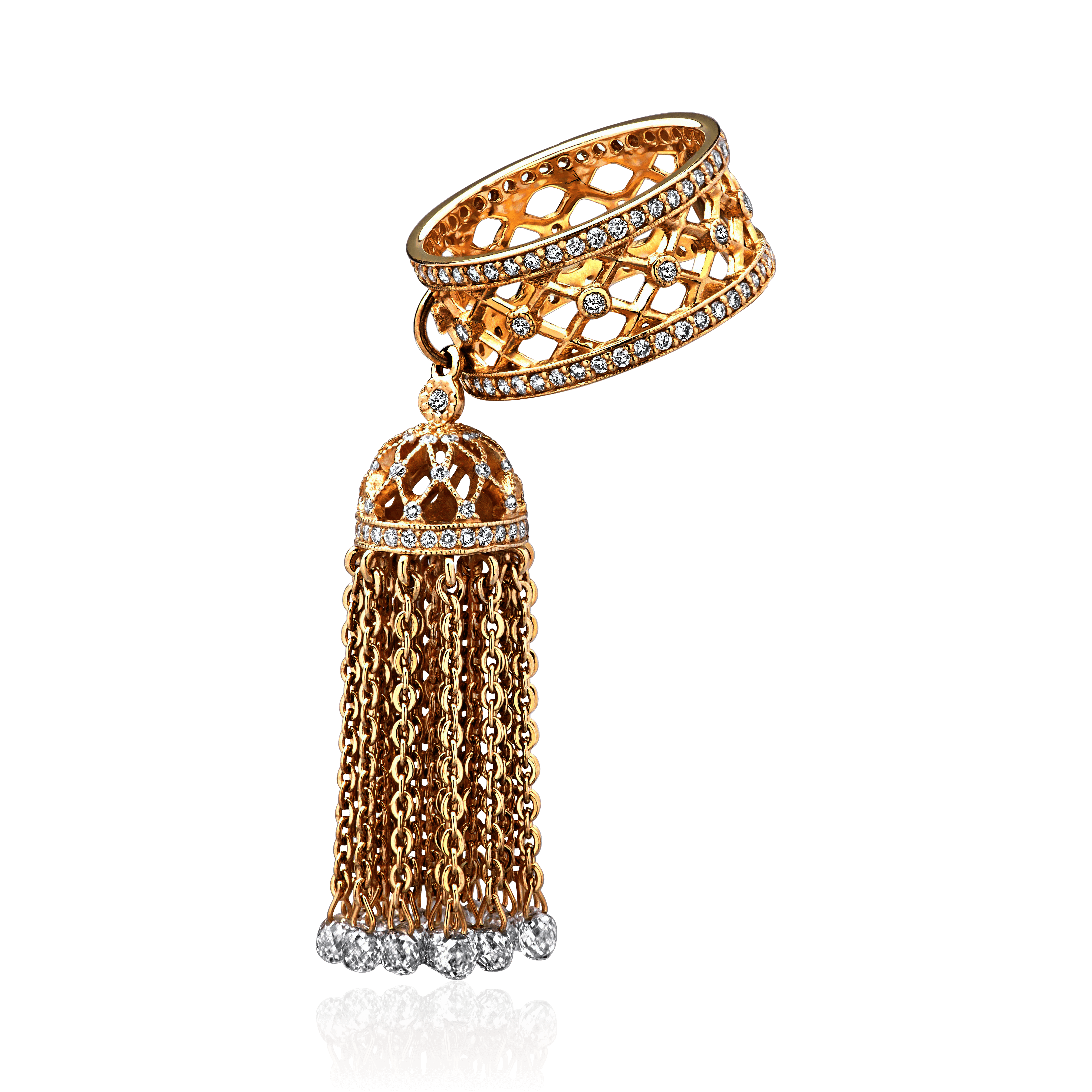 Кольцо с бриллиантами из желтого золота 585 пробы (арт. 91691)