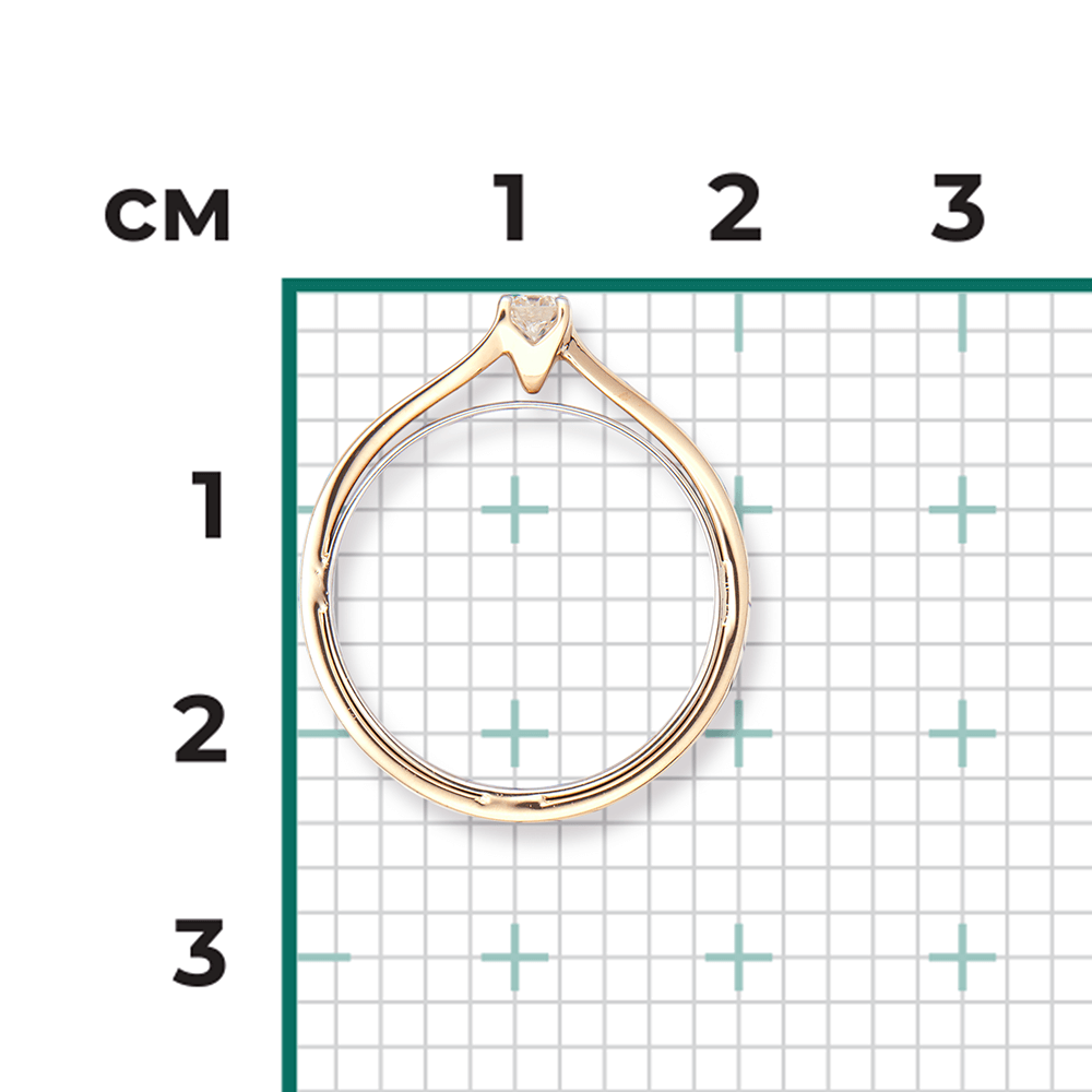 Кольцо с 1 бриллиантом из комбинированного золота 585, фото № 3