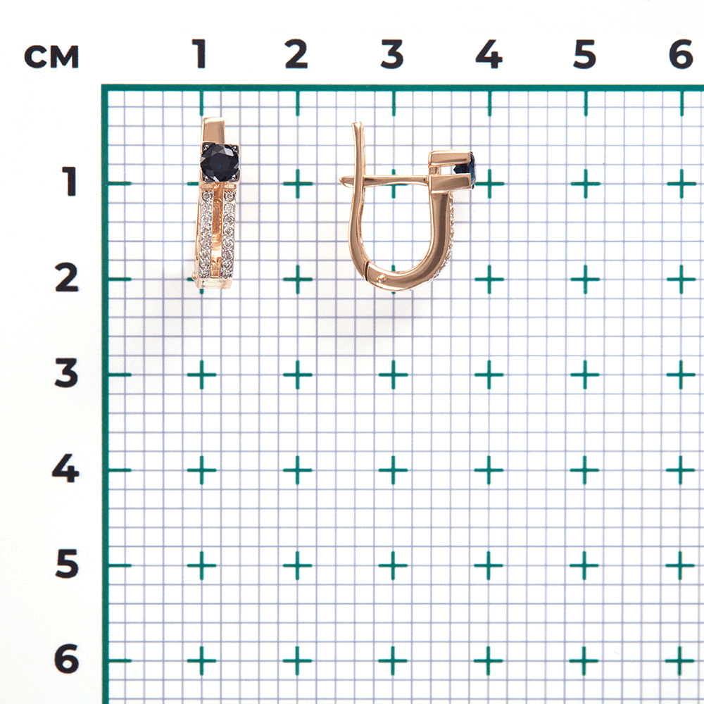 Серьги с сапфиром, бриллиантами из красного золота 585 пробы, фото № 3