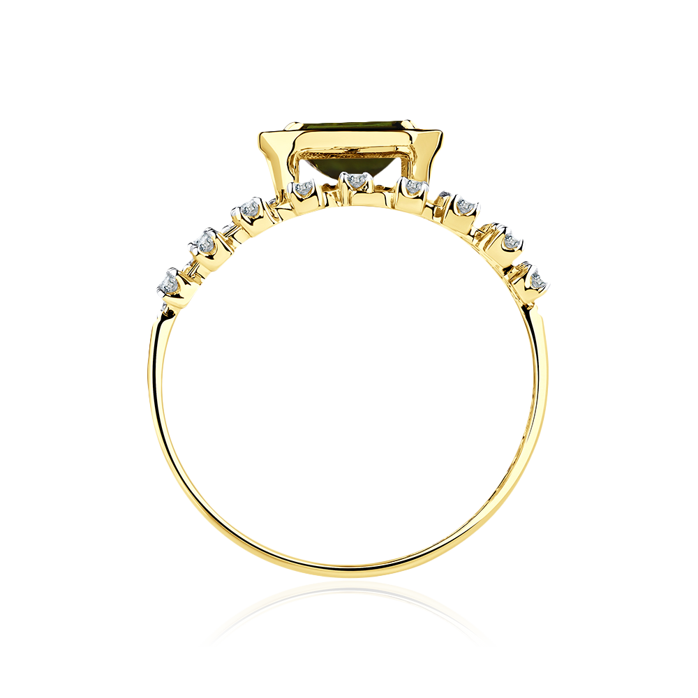 Кольцо с бриллиантами, турмалином из желтого золота 585 пробы, фото № 2