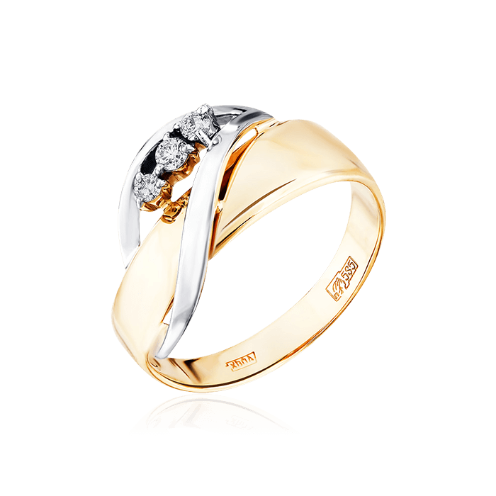 Кольцо с бриллиантами из комбинированного золота 585 (арт. 73841)
