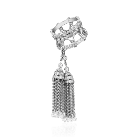 Кольцо-кисть с бриллиантами из белого золота 750, фото № 1