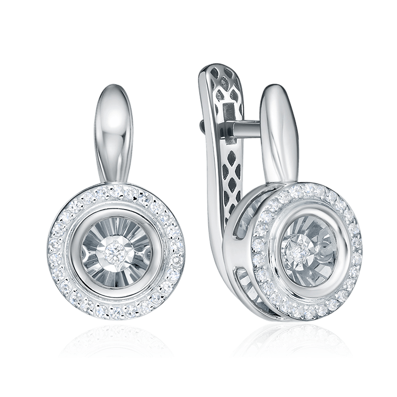 Серьги с бриллиантами из белого золота 585 пробы (арт. 129917)