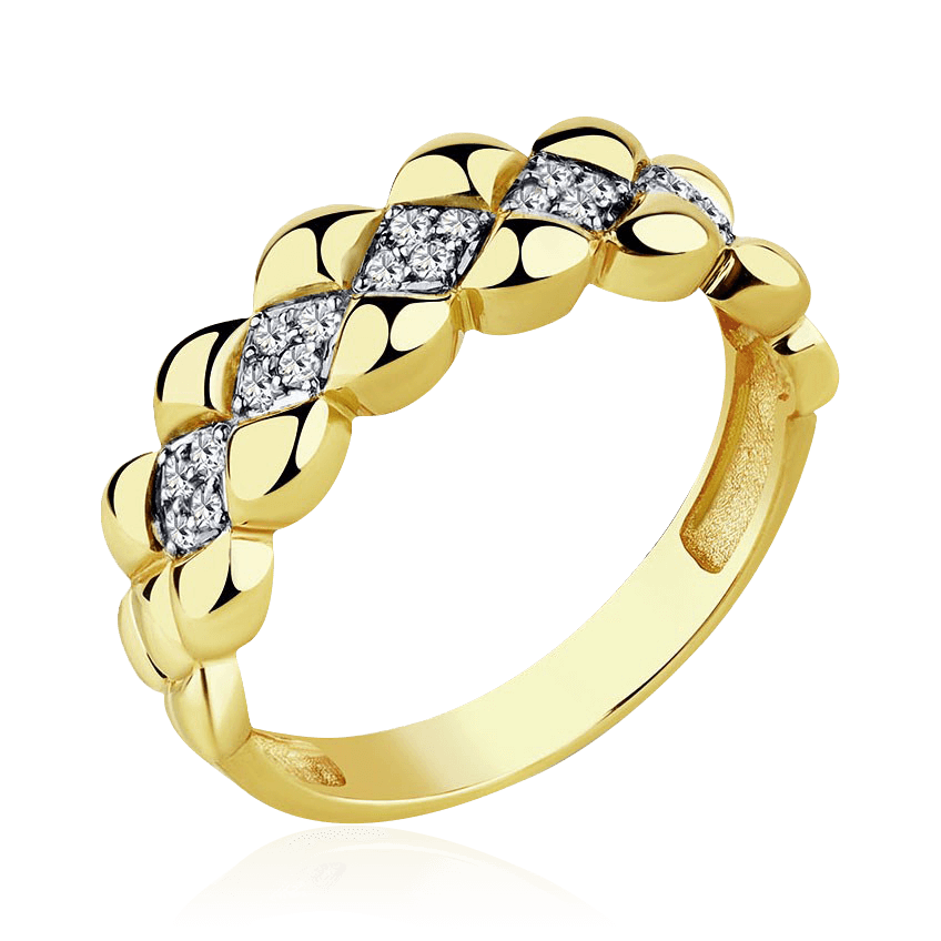 Кольцо с бриллиантами из желтого золота 585 пробы (арт. 104561)