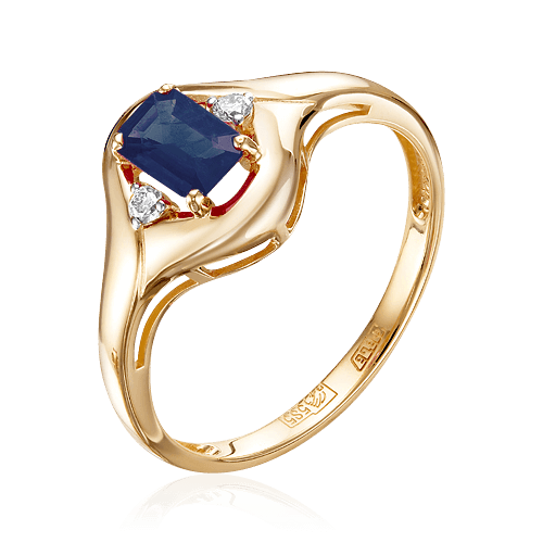 Кольцо с сапфиром, бриллиантами из красного золота 585 пробы (арт. 66134)
