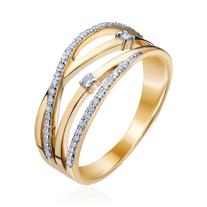 Кольцо с бриллиантами из желтого золота 585 пробы (арт. 81640)