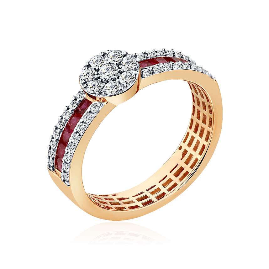 Кольцо с рубином, бриллиантами из красного золота 585 пробы (арт. 99866)