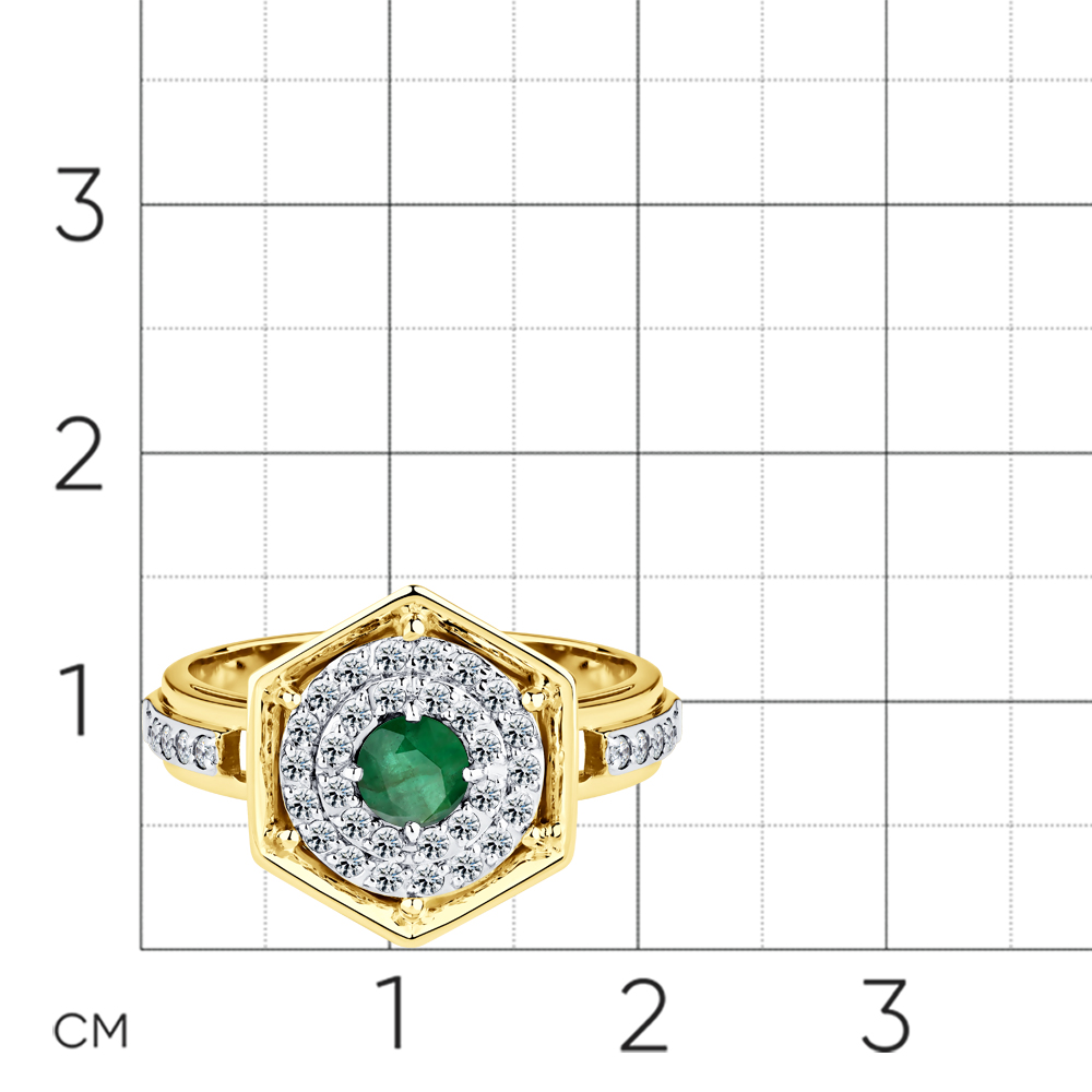 Кольцо с бриллиантами, изумрудом из комбинированного золота 585 пробы, фото № 4