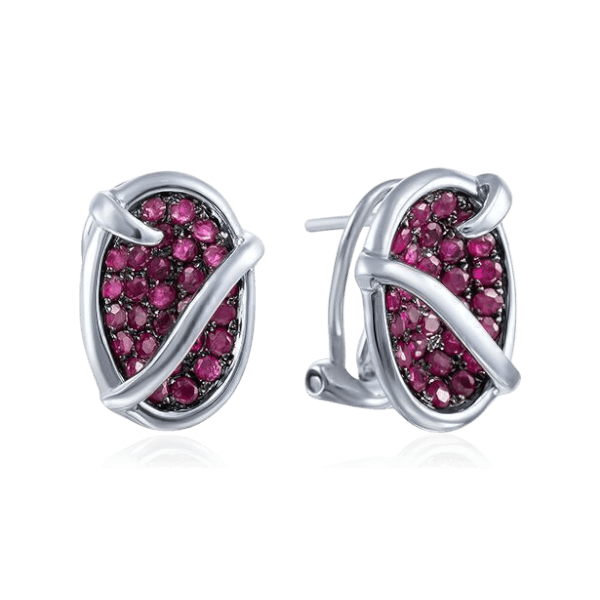 Серьги с рубином из белого золота 585 пробы (арт. 133734)