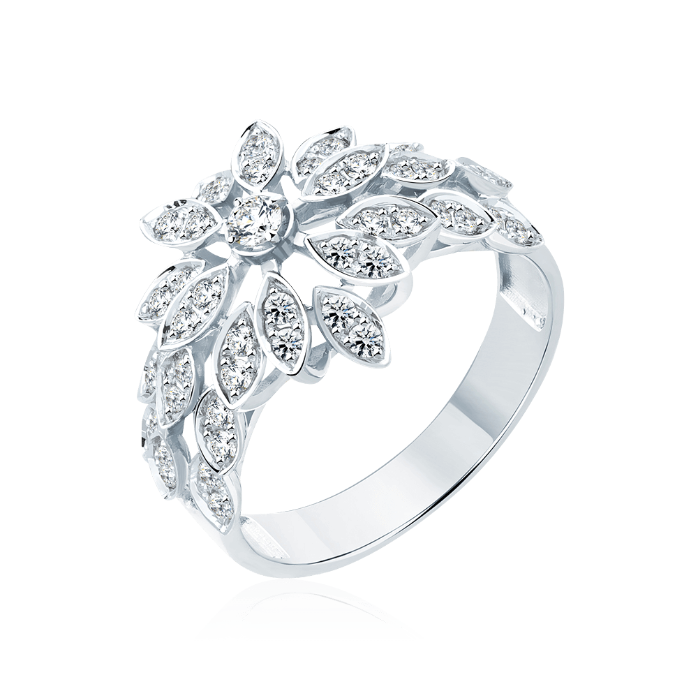 Кольцо с бриллиантами из белого золота 585 пробы, фото № 1