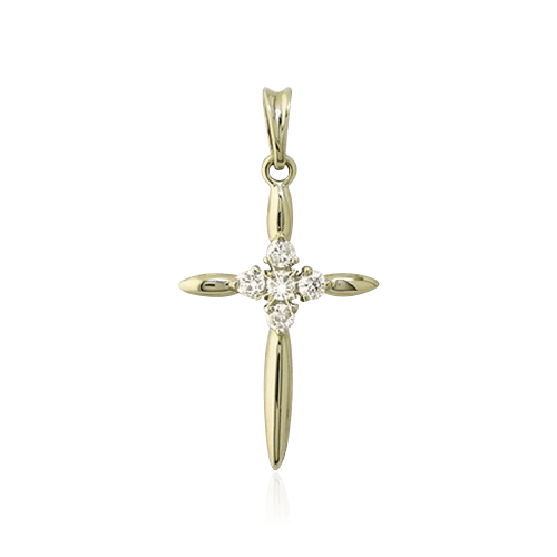 Крест с бриллиантами из желтого золота 585 пробы (арт. 64414)
