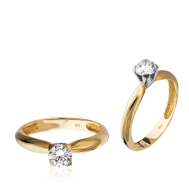 Кольцо для помолвки с бриллиантами из комбинированного золота 585 (арт. 35487)