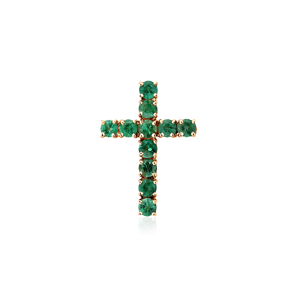 Крест с изумрудом из красного золота 585 пробы (арт. 123797)