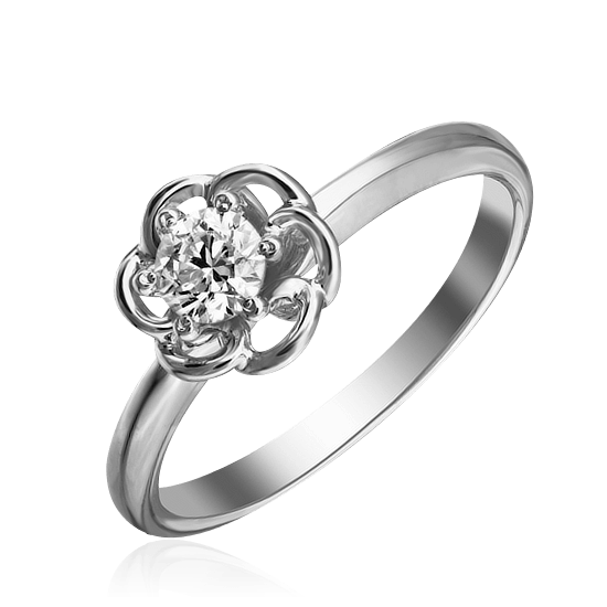 Кольцо для помолвки с бриллиантами из белого золота 585, фото № 1