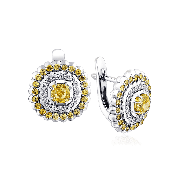 Серьги с бриллиантами из белого золота 585 пробы, фото № 1