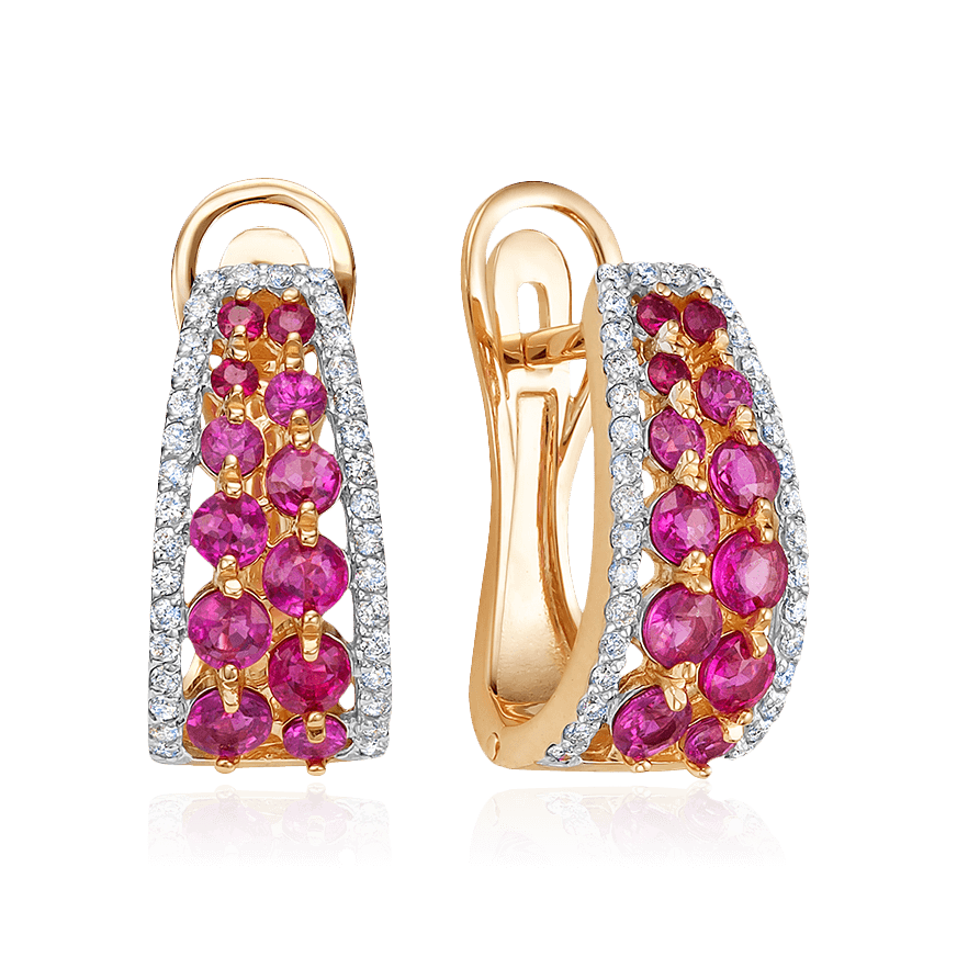 Серьги с рубином из красного золота 585 пробы, фото № 1