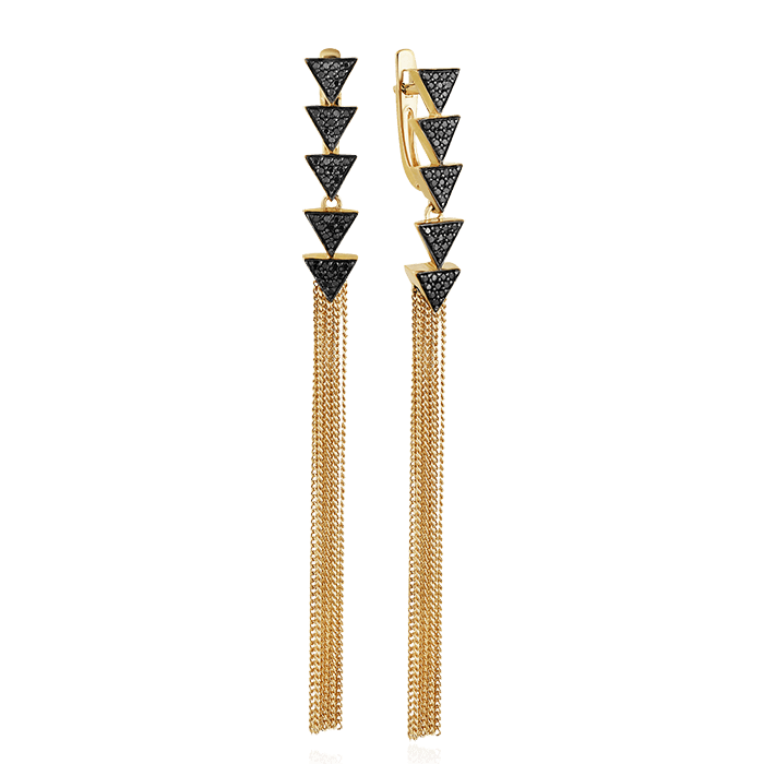 Серьги с бриллиантами из желтого золота 585 пробы (арт. 55702)