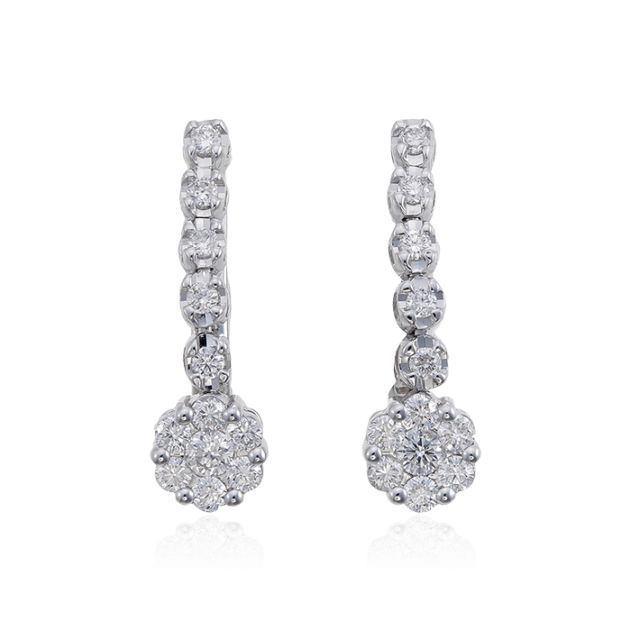 Серьги с бриллиантами из белого золота 585 пробы, фото № 1