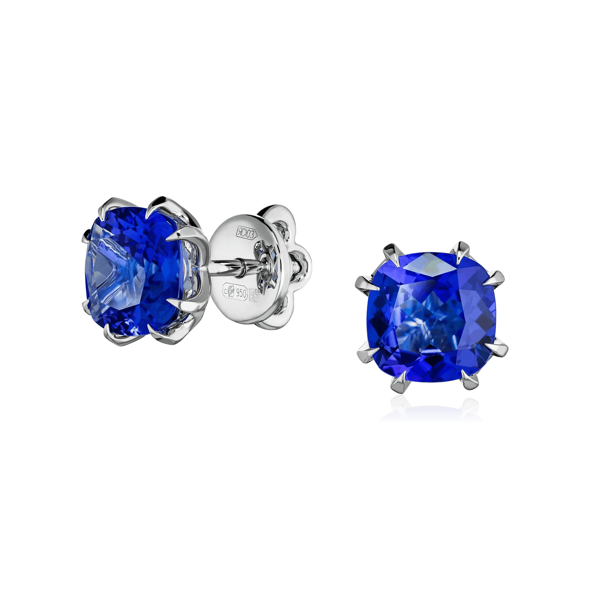Серьги с танзанитом из платины 950 пробы (арт. 127574)