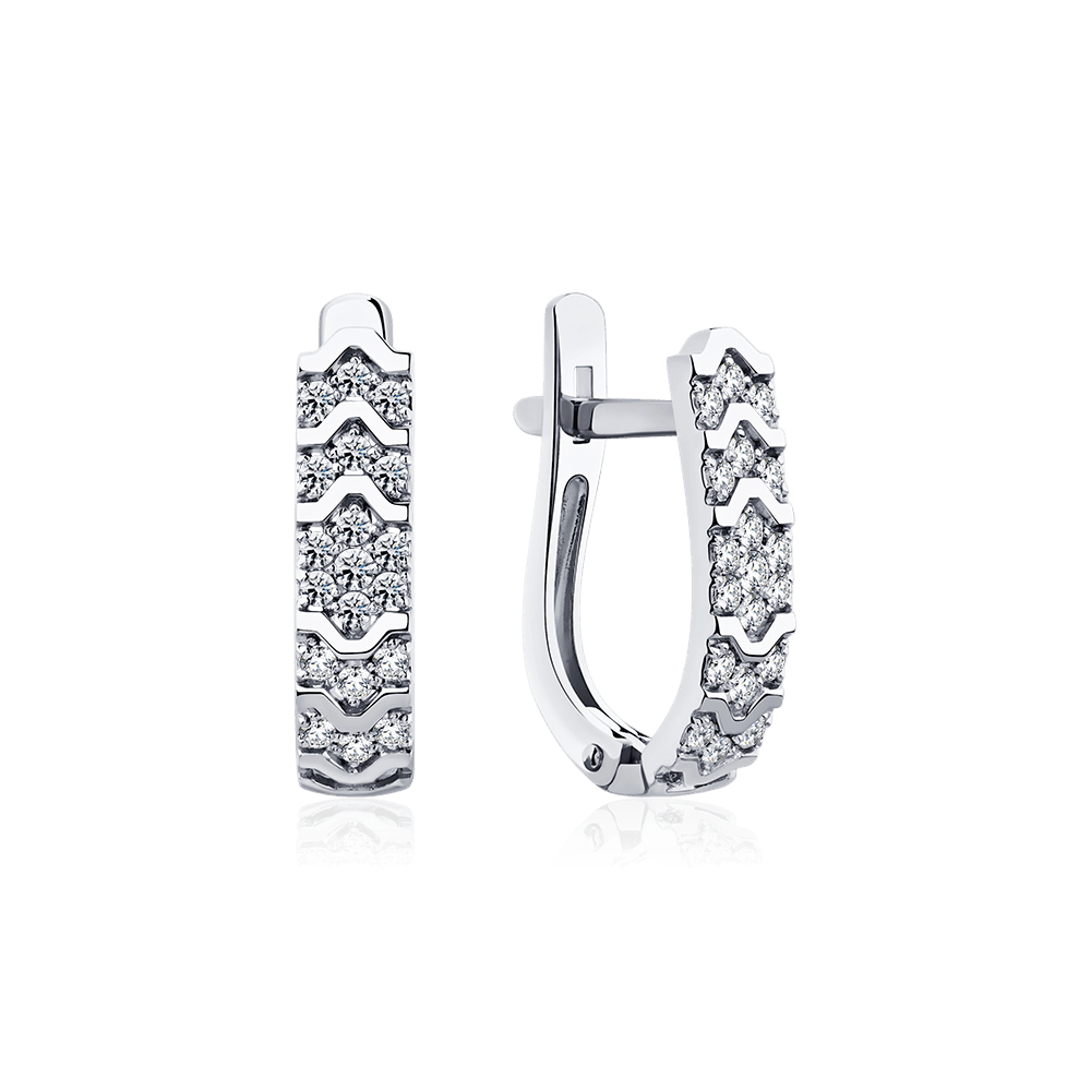 Серьги с бриллиантами из белого золота 585 пробы (арт. 131626)