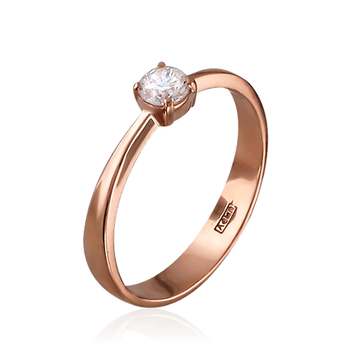 Кольцо с 1 бриллиантом из красного золота 585, фото № 1