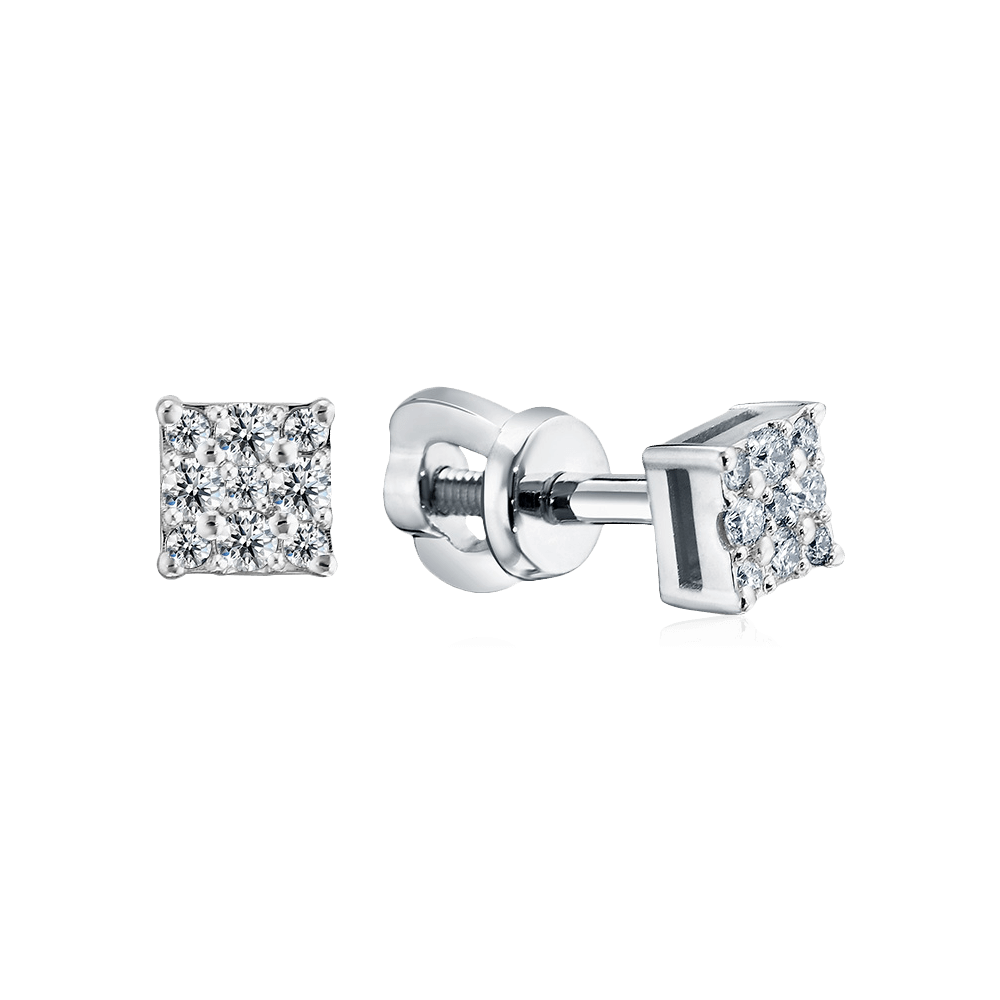 Серьги с бриллиантами из белого золота 585 пробы, фото № 1