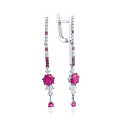 Серьги с рубинами, бриллиантами из белого золота 585 пробы (арт. 51090)