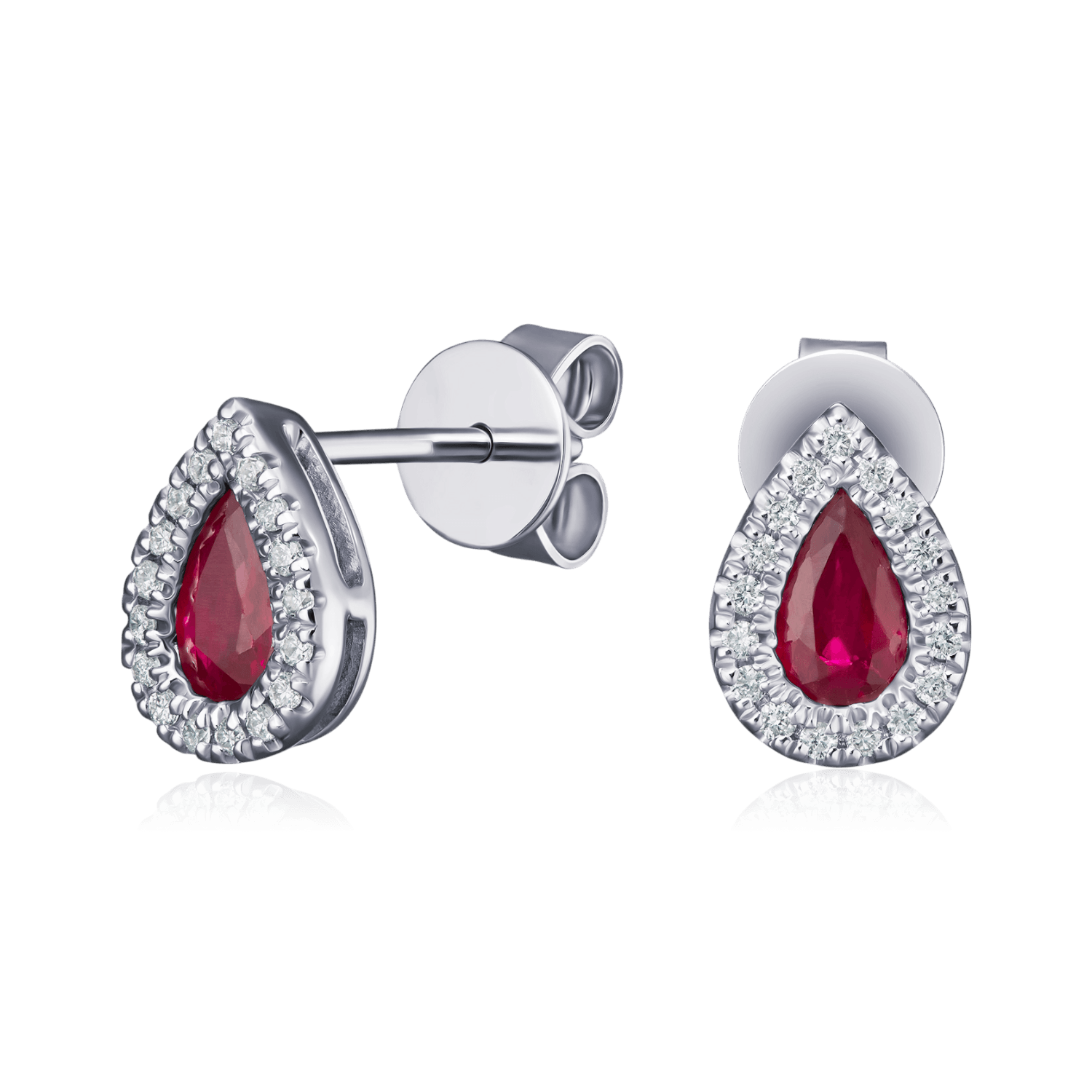 Серьги с рубином, бриллиантами из белого золота 750 пробы (арт. 133984)