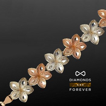

Колье из комбинированного золота 585 пробы "Цветочная фантазия"