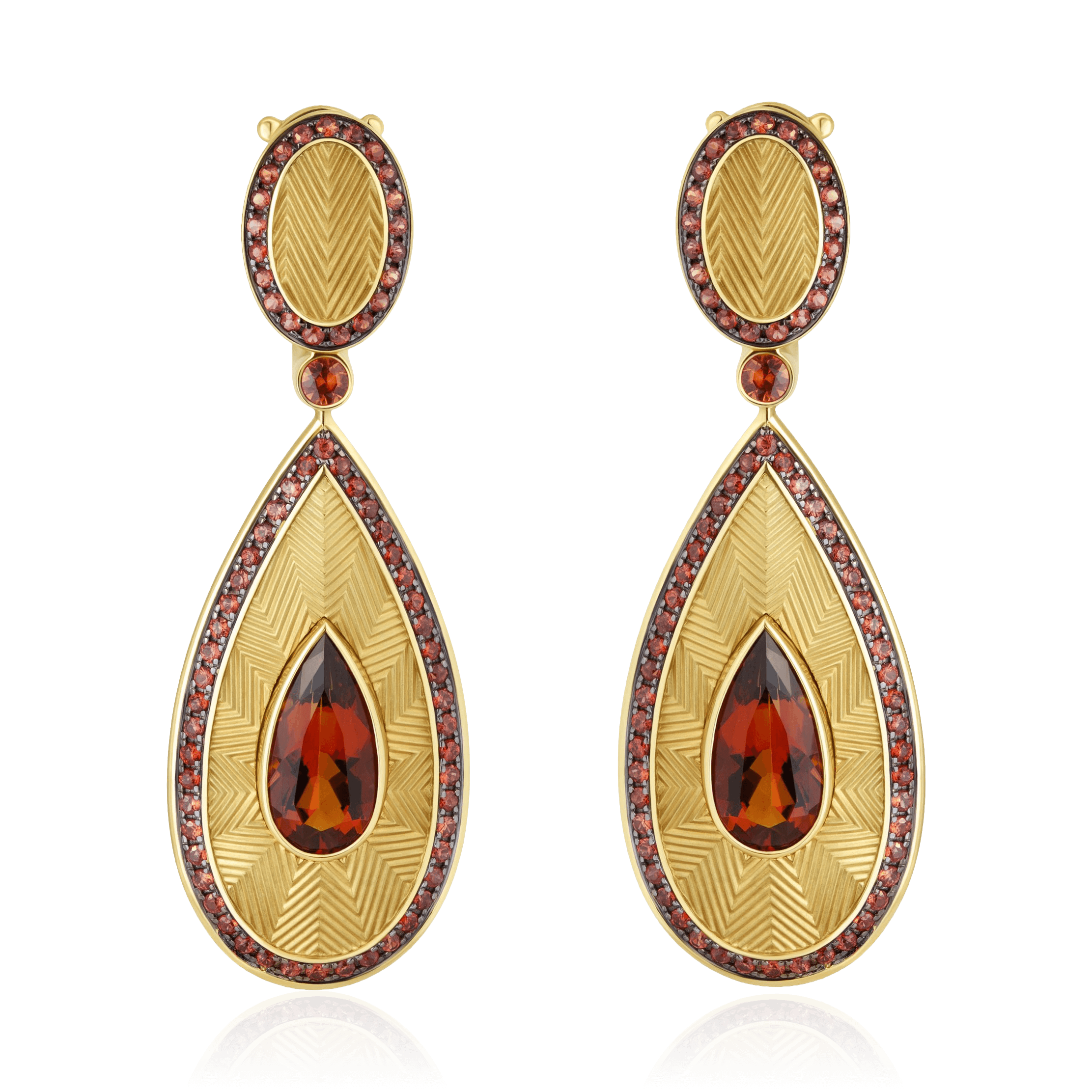 Серьги с сапфиром, цитрином из желтого золота 750 пробы (арт. 124250)