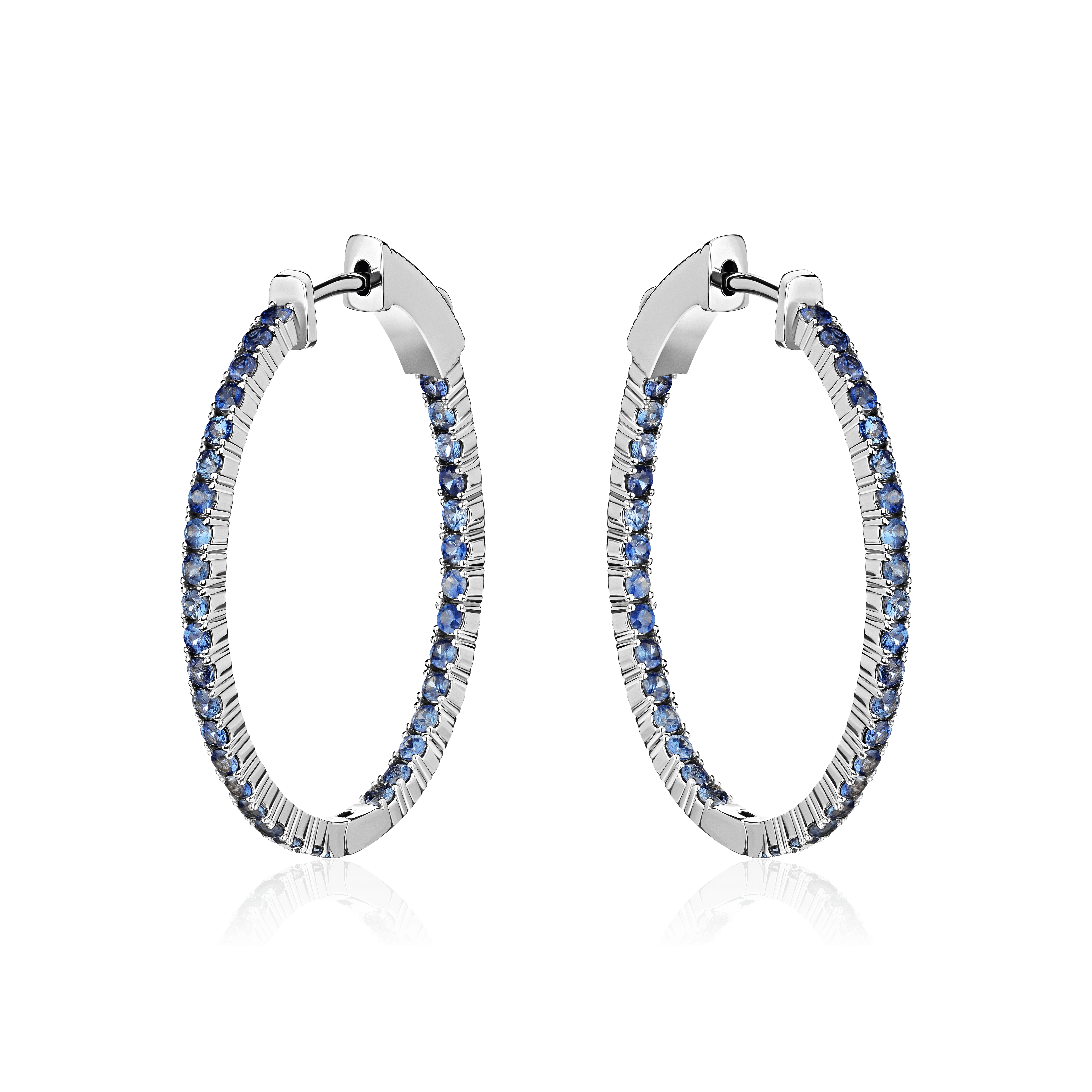Серьги с сапфиром, бриллиантами из белого золота 585 пробы (арт. 109919)
