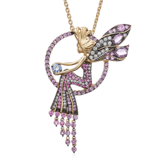 Колье Libelle с белыми сапфирами, аметистом из желтого золота 585 пробы (арт. 67495)