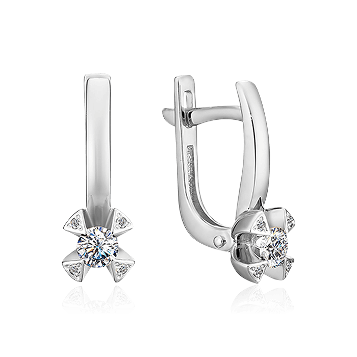 Серьги с бриллиантами из белого золота 585 пробы, фото № 1