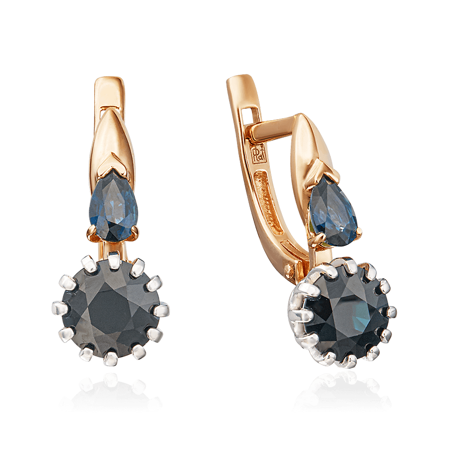 Серьги с сапфиром из красного золота 585 пробы (арт. 71919)