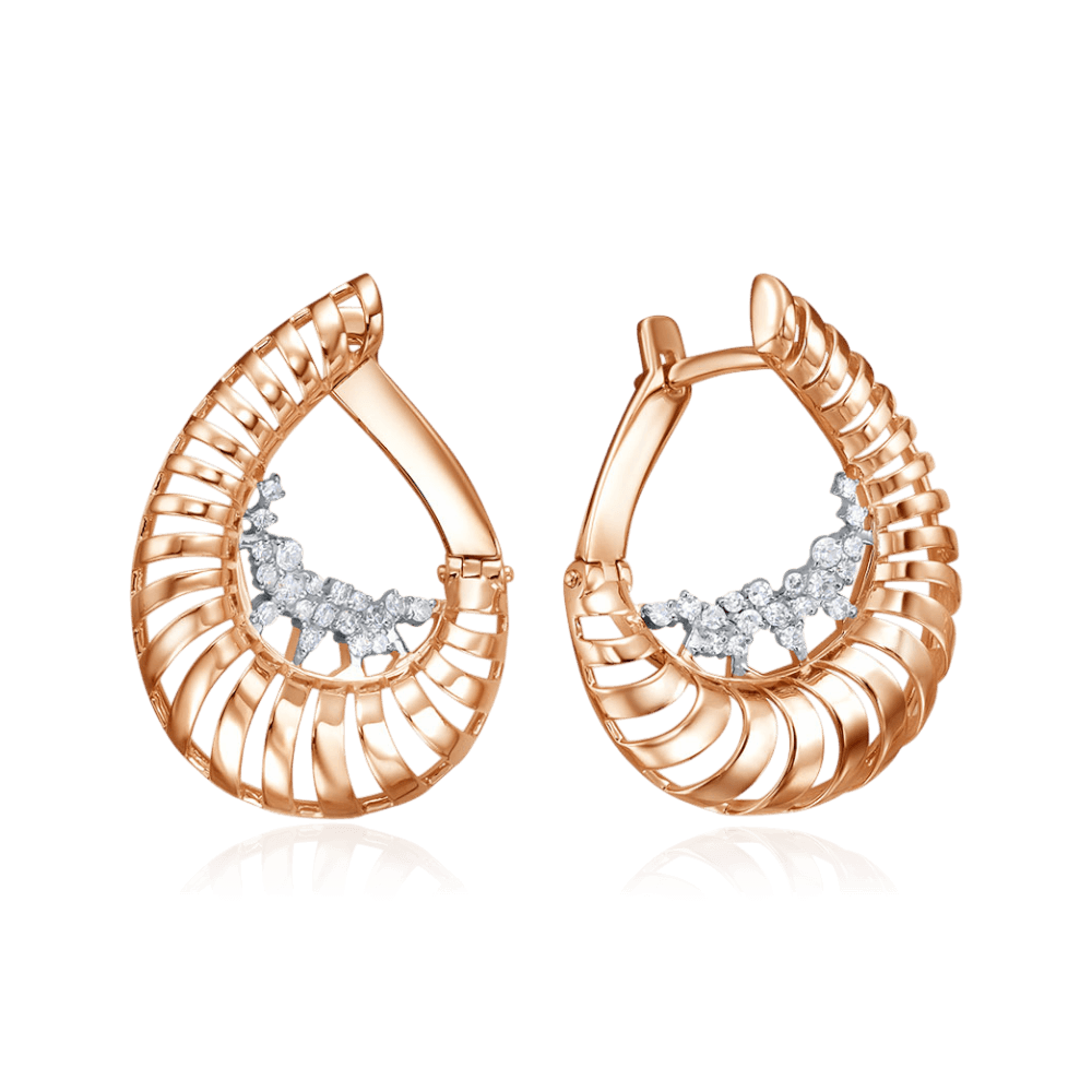 Серьги с бриллиантами из красного золота 585 пробы (арт. 132344)