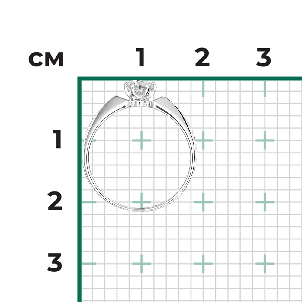 Кольцо с 1 бриллиантом из белого золота 585, фото № 3