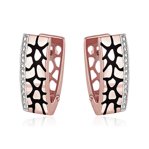 Серьги с бриллиантами из красного золота 585 пробы (арт. 82401)