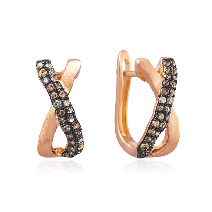 Серьги с бриллиантами из красного золота 585 пробы (арт. 55857)
