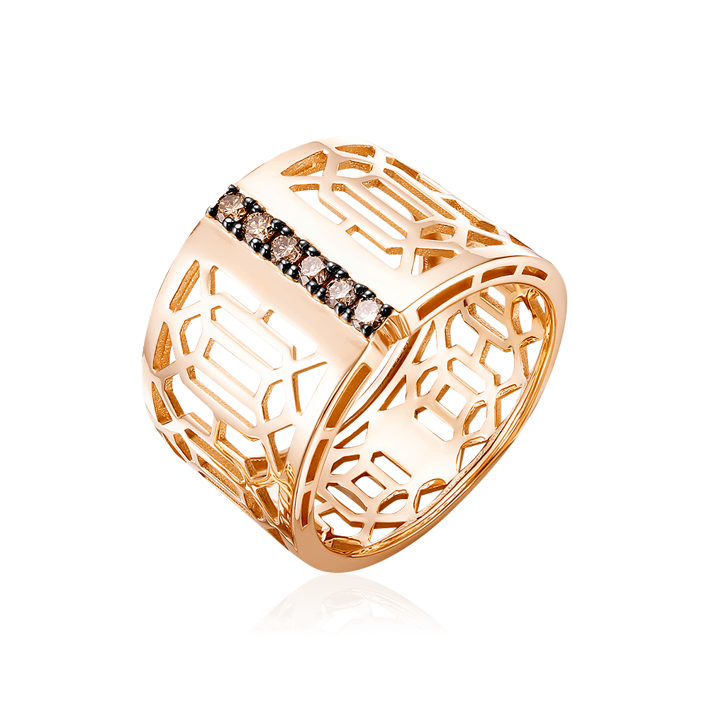 Кольцо с бриллиантами из красного золота 585 пробы (арт. 96988)