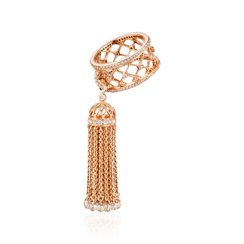 Кольцо-кисть с бриллиантами из розового золота 750, фото № 1