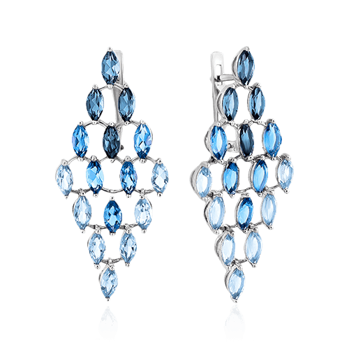 Серьги с топазом из белого золота 585 пробы, фото № 1
