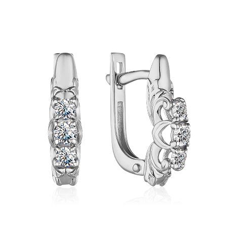 Серьги с бриллиантами из белого золота 585 пробы, фото № 1