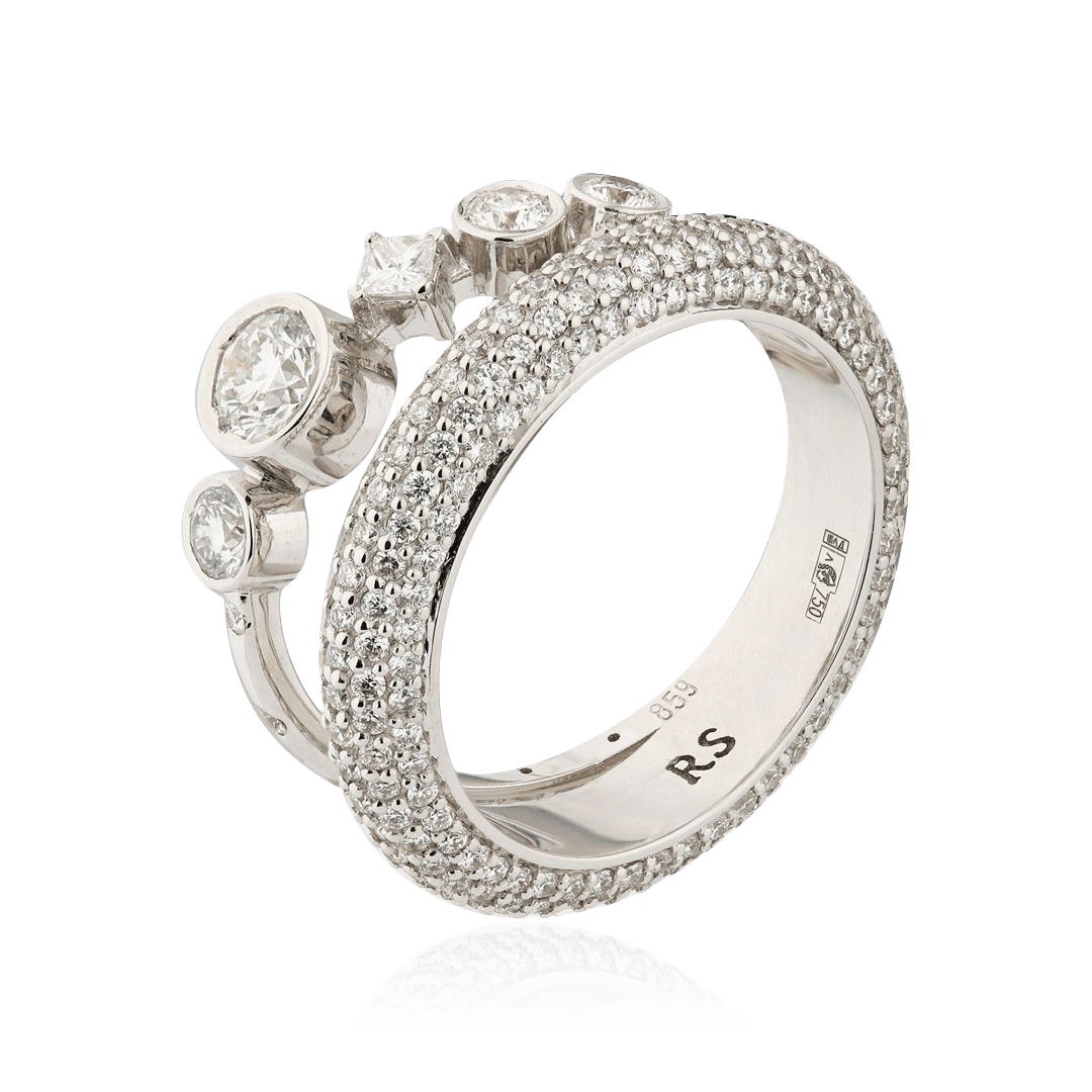 Кольцо с бриллиантами из белого золота 750 пробы (арт. 98418)