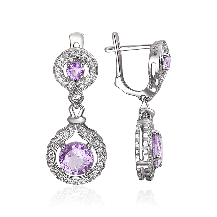 Серьги с бриллиантами, шпинелью из белого золота 750 пробы, фото № 1