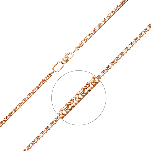 Цепь двойного панцирного плетения из красного золота 585 пробы (арт. 83528)