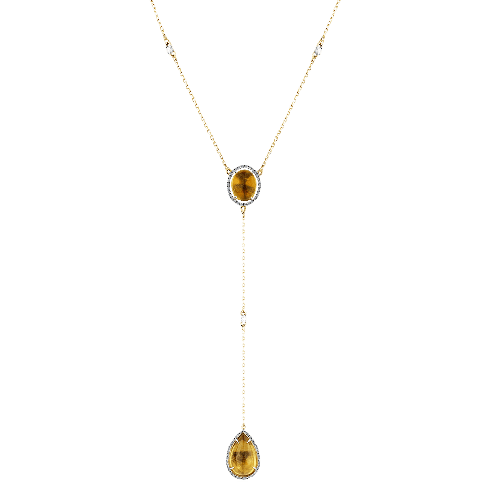 Колье с турмалином, бриллиантами из желтого золота 585 пробы (арт. 92742)