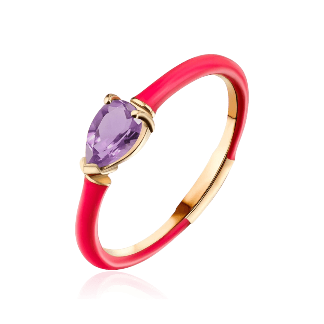 Кольцо с аметистом из желтого золота 585 пробы (арт. 130946)