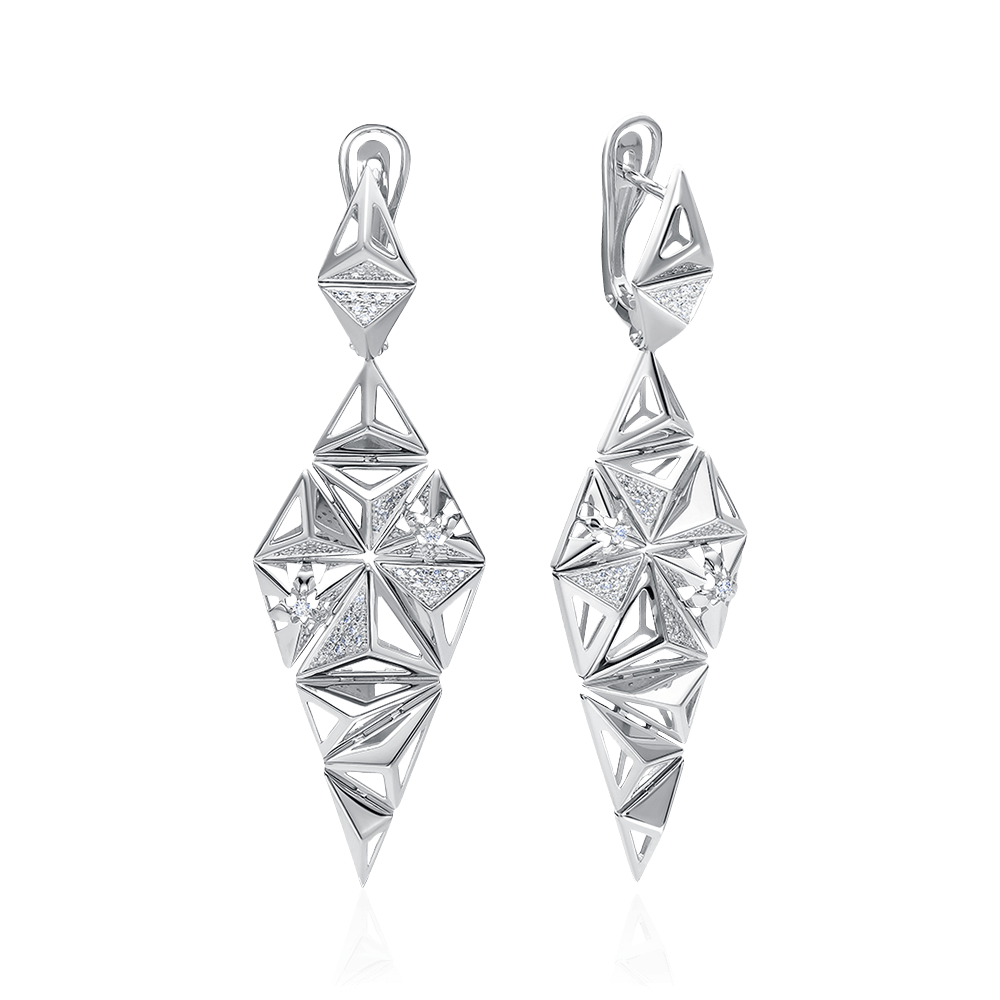 Серьги с бриллиантами из белого золота 585 пробы (арт. 105454)