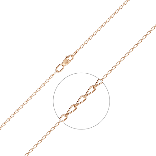 Цепь плетение панцирное бильбао из красного золота 585 пробы, фото № 1